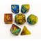 Blue/Purple/Yellow Set of 7 Galaxy Polyhedral Dice with Gold Numbers  Fair Game Video Games