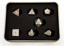 Ancient Shadow Set of 7 Metal Polyhedral Dice with Silver Numbers