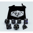 Blue Set of 7 Dark Nebula Polyhedral Dice with Silver Numbers