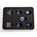 Blue/Purple Set of 7 Metal Polyhedral Dice with Silver Numbers