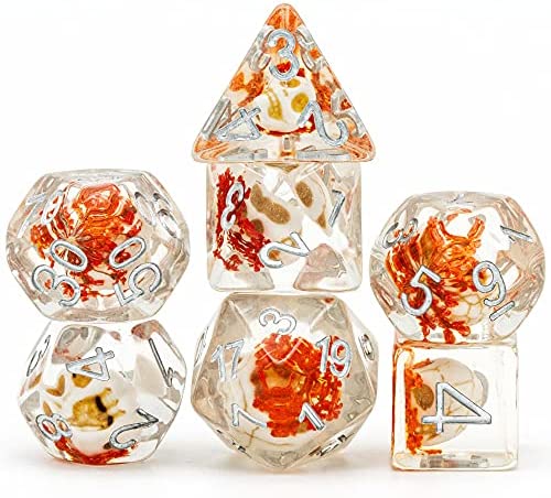 Flowers - Skull Set of 7 Filled Polyhedral Dice with White Numbers