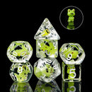 Frog - Green Set of 7 Filled Polyhedral Dice with White Numbers