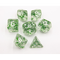 Green Set of 7 Glitter Polyhedral Dice with White Numbers