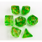 Green Set of 7 Nebula Polyhedral Dice with Gold Numbers