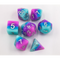 Light Blue/Blue/Purple Set of 7 Multi-layer Polyhedral Dice with Silver Numbers