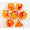 Orange Set of 7 Nebula Polyhedral Dice with Gold Numbers