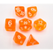 Orange Set of 7 Transparent Polyhedral Dice with White Numbers