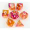 Orange/Pink Set of 7 Swirl Polyhedral Dice with White Numbers