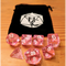Pink Set of 7 Transparent Polyhedral Dice with White Numbers