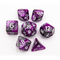 Purple/Steel Set of 7 Steel Polyhedral Dice with White Numbers