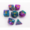 Purple/Teal Set of 7 Sparkly Fusion Polyhedral Dice with Gold Numbers