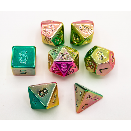 Rainbow Set of 7 Almost Metal Polyhedral Dice