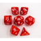 Red Set of 7 Marbled Polyhedral Dice with White Numbers