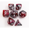 Red/Steel Set of 7 Steel Polyhedral Dice with White Numbers