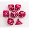 Rose Red Set of 7 Marbled Polyhedral Dice with White Numbers