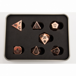 Shiny Copper Set of 7 Metal Polyhedral Dice with Black Numbers