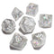 Snowflake White Set of 7 Filled Polyhedral Dice with White Numbers