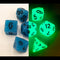Blue Set of 7 Glow In Dark Polyhedral Dice with Black Numbers  Fair Game Video Games