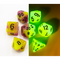 Green/Pink Set of 7 Fusion Glow In Dark Polyhedral Dice with Black Numbers  Fair Game Video Games