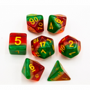 Watermelon Set of 7 Multi-layer Polyhedral Dice with Gold Numbers  Fair Game Video Games